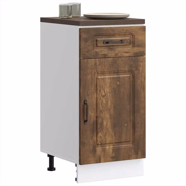 Berkfield Home Kalmar Kitchen Base Cabinet in Smoked Oak Brown Engineered Wood – 1