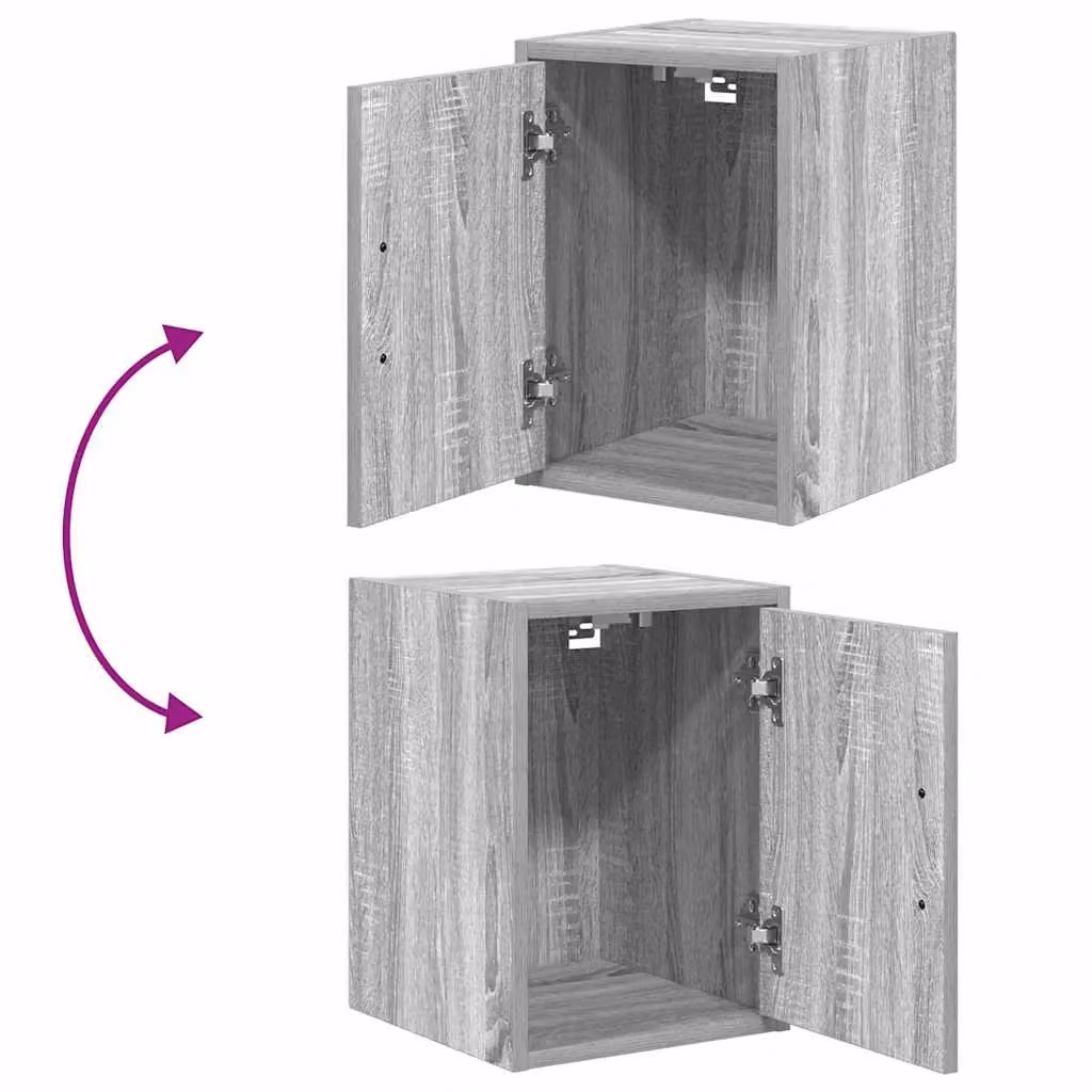 Berkfield Home Set of 2 Wall Mounted Garage Workshop Cabinets in Grey Matt Engineered Wood – 3