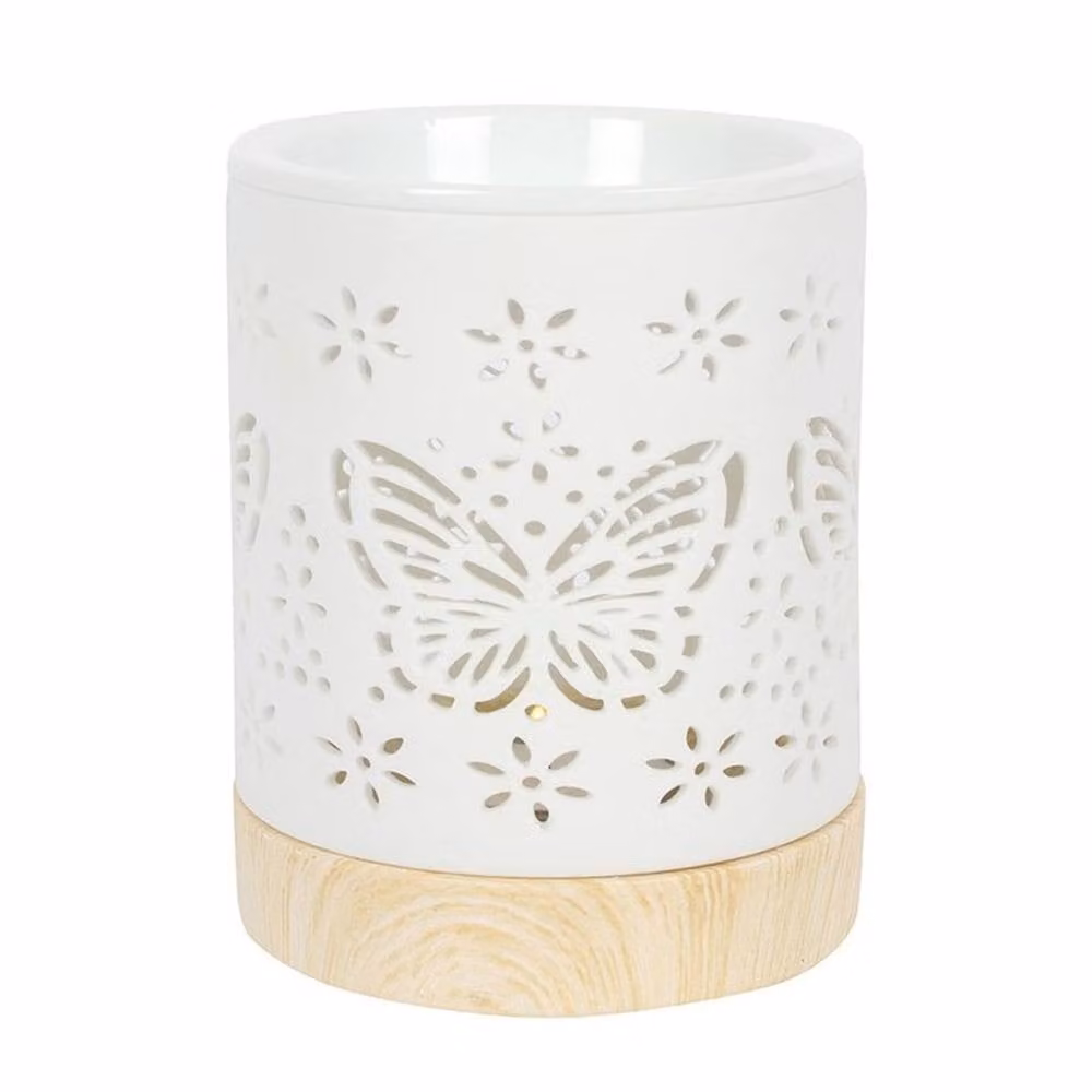 Uniqueful Matte Ceramic Butterfly Oil Burner in White – 2