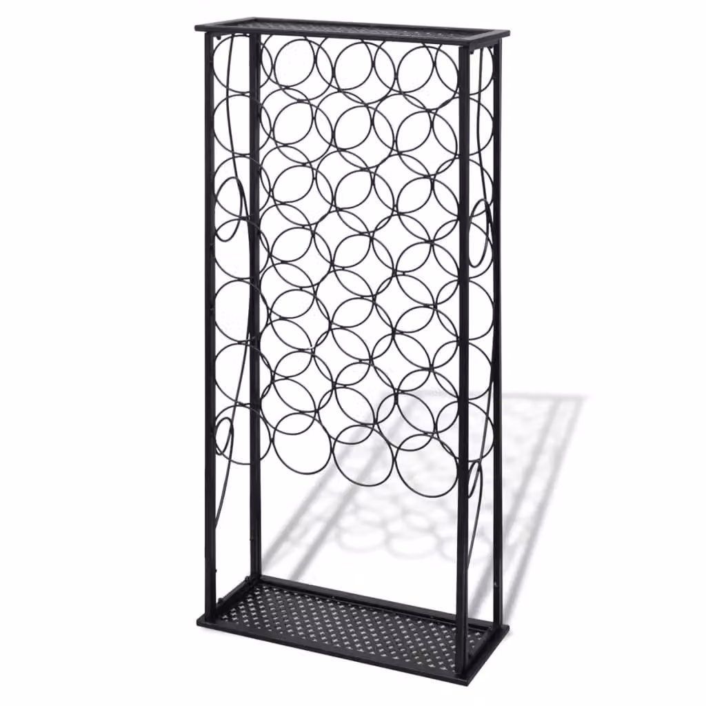 Berkfield Home Matt Black Metal Freestanding Wine Rack for 28 Bottles – 2