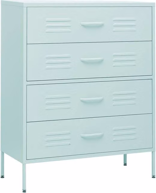 Berkfield Home Mint Green Steel Chest of Drawers, W: 80 cm, D: 35 cm, H: 101.5 cm