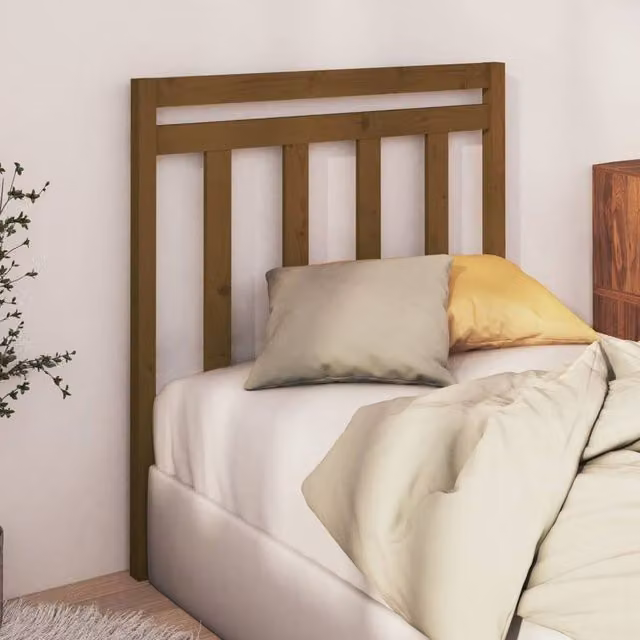 Berkfield Home Beautiful Solid Wood Pine Bed Headboard in Honey Brown, W/D/H: 106 x 4 x 100 cm – 1