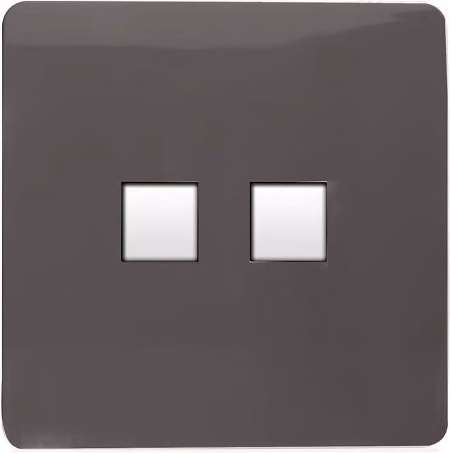 Trendi Switch 2 Gang RJ45 Cat 6 Ethernet and Telephone Secondary Sockets in Dark Mocha Brown