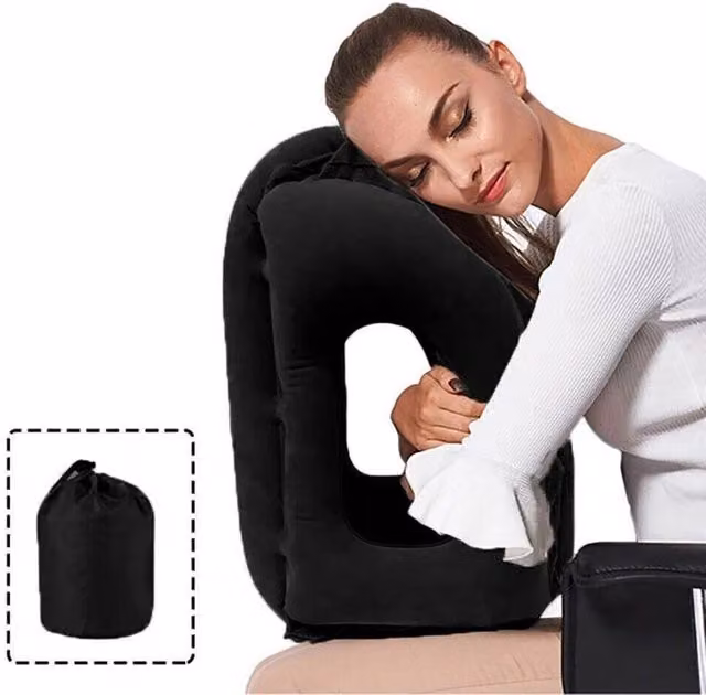 KORVIXA Black Inflatable Neck Travel Air Cushion Pillow – 1