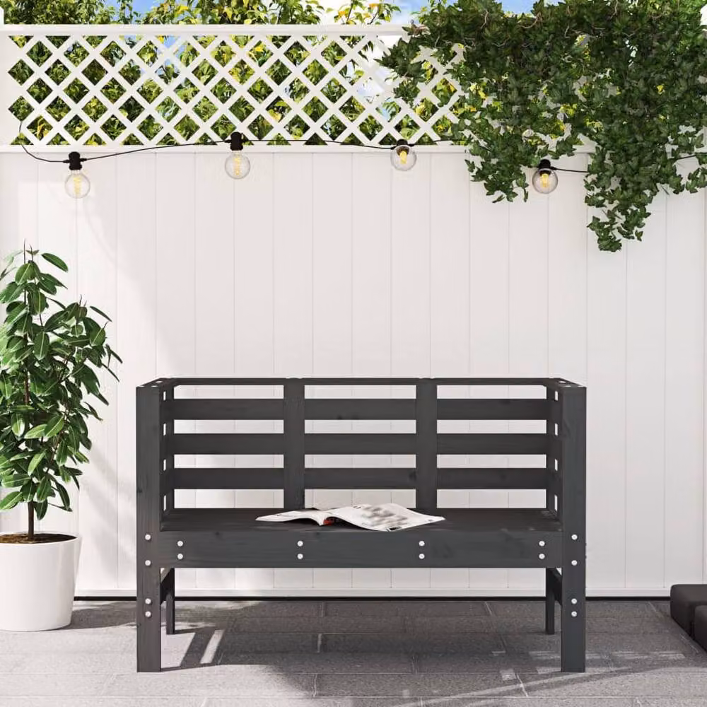 Berkfield Home Rustic Grey Solid Pine Garden Bench W/D/H: 111.5 x 53 x 71 cm – 3