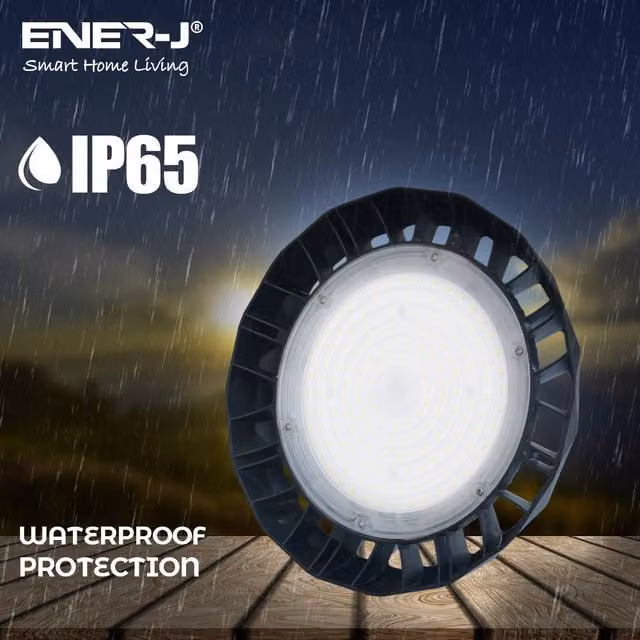 ENER-J Pro UFO High Bay LED Light, Black, 200W Adjustable Power, IP65 Rated – 1