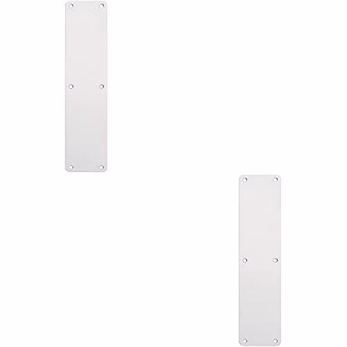 Loops 2 Pack Plain Door Finger Plate in Silver Brushed Aluminium, W: 35.0 cm, H: 7.5 cm