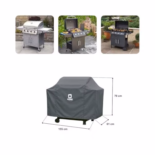 Home Source Duracover Waterproof 4 Burner Gas and Charcoal BBQ Protective Cover in Grey, W/D/H: 155 x 79 x 61 cm – 6