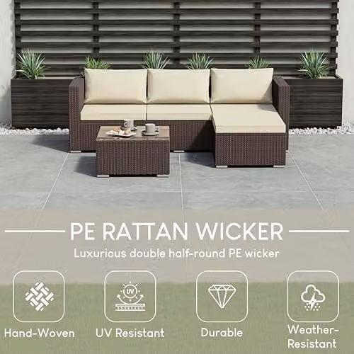Garden Vida Hampton 4 Seater Rattan Garden Furniture Set in Brown – 2