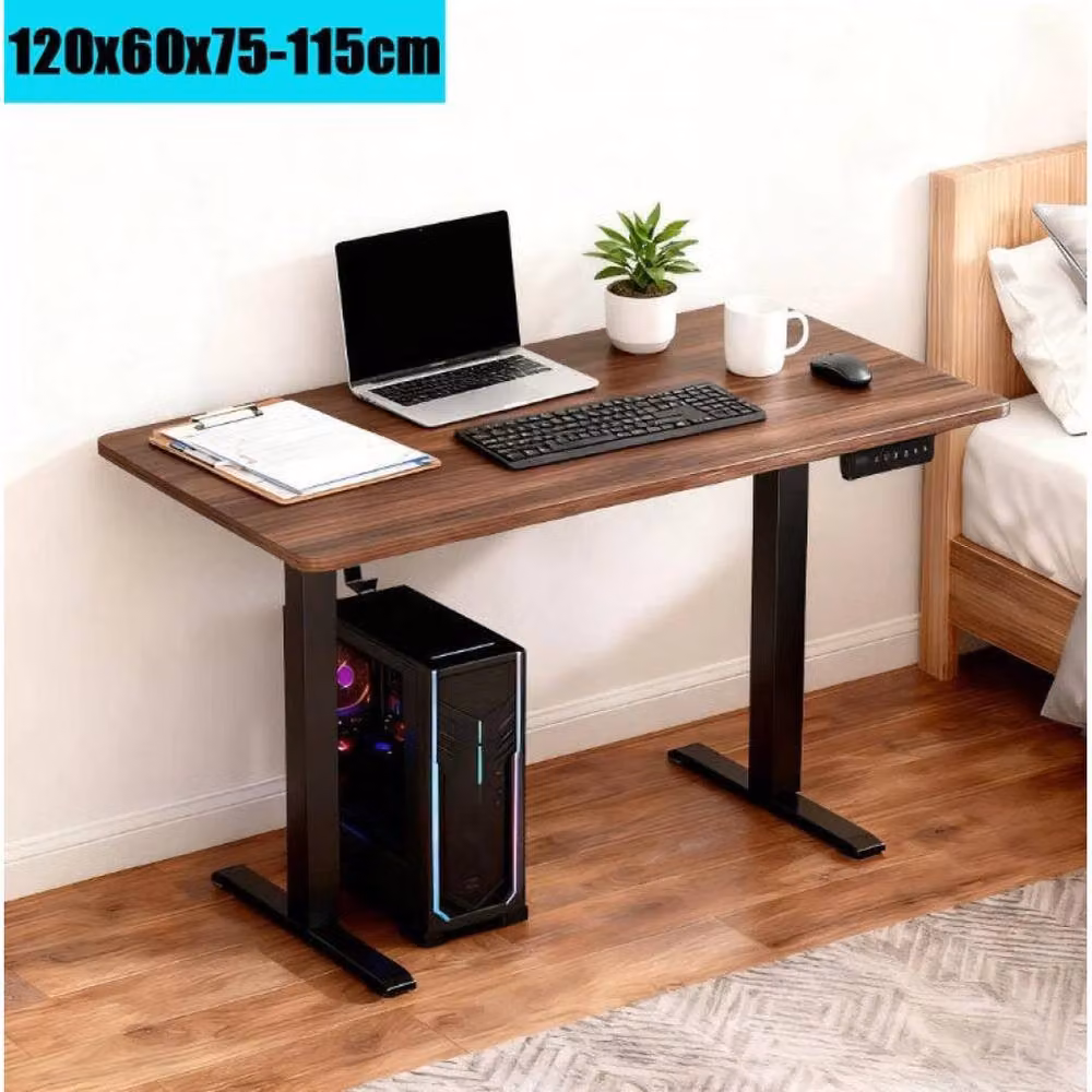 EONLION Electric Height Adjustable Standing Desk in Brown for Home Office, Width: 100 cm – 2