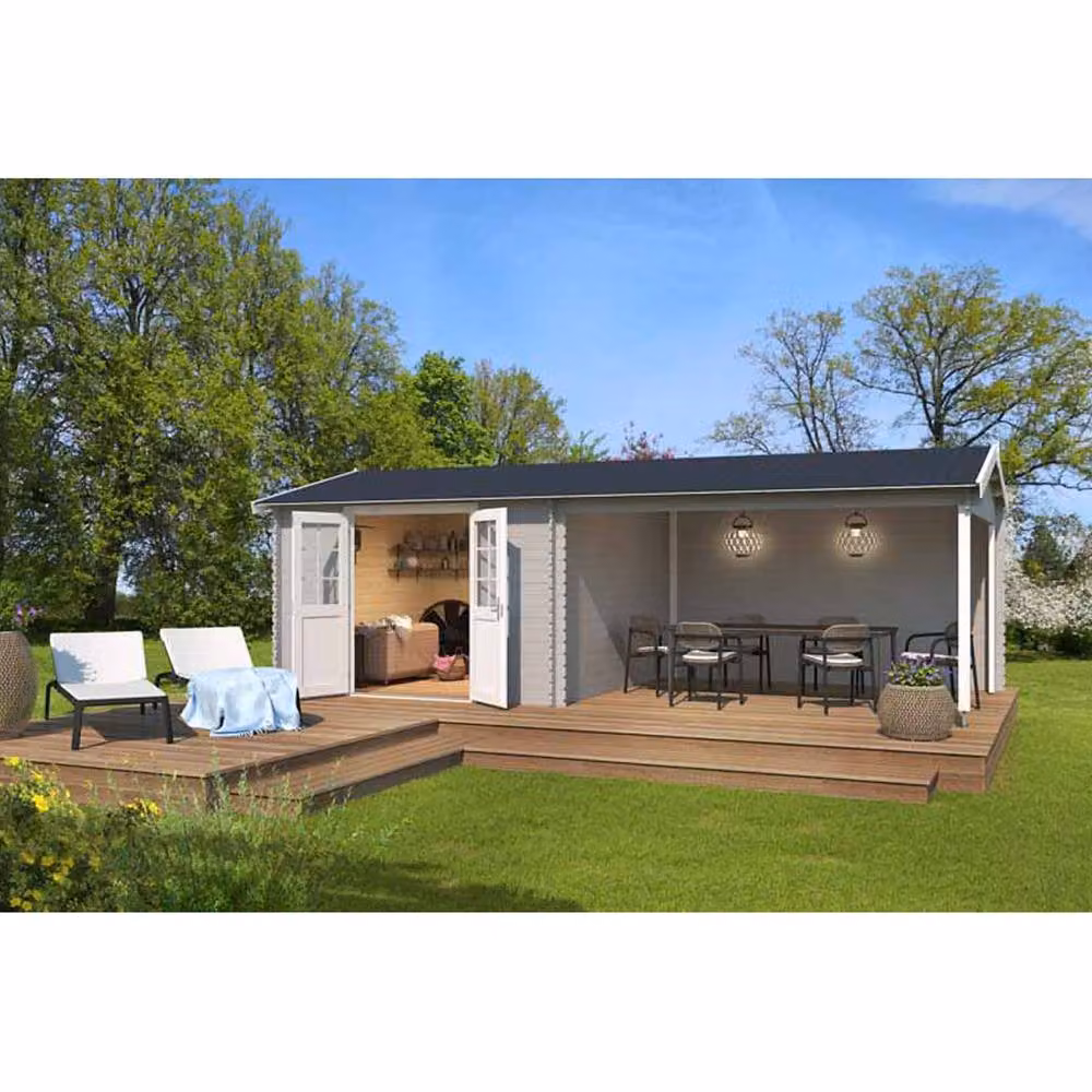 Lasita Maja Ltd Amarillo Log Cabin Garden Room and Home Office in Light Brown, W: 388.8 cm, D: 730 cm, H: 250.8 cm – 3