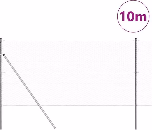 Berkfield Home Hexagon Fence in Silver Galvanised Steel, H: 120 cm, W: 10 m