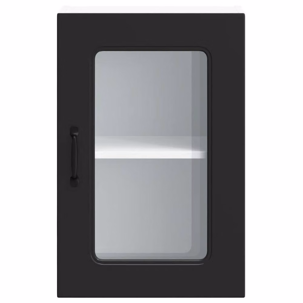 Berkfield Home Kalmar Black Wall Mounted Kitchen Cabinet with Glass Doors and Internal Shelves – 4