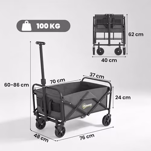 Outsunny 93L Heavy Duty Festival Trolley on Wheels, Grey – 6