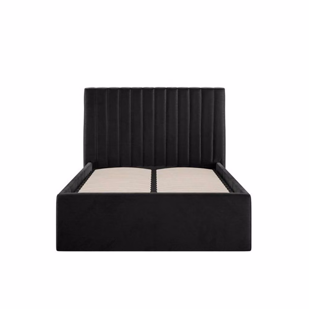 Lemon Pavilion Furniture Berlin Ottoman Single Bed Frame in Black Velvet, W/D/H: 109 x 203 x 89 cm – 2