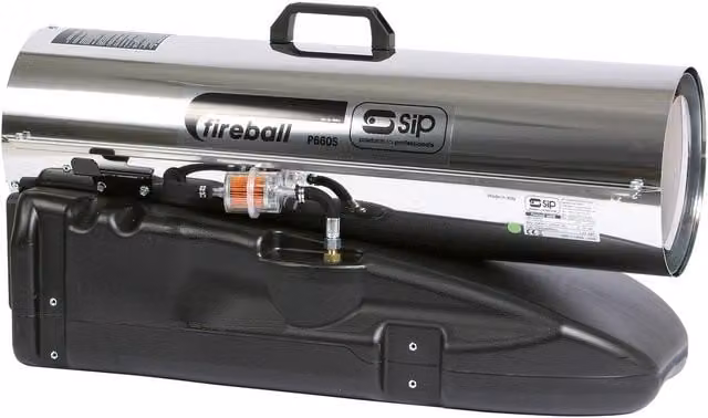 SIP Fireball P660S Professional Diesel Space Heater in Silver and Stainless Steel