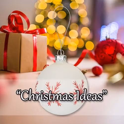 VFM e-Store Red and White Floral Glass Christmas Hanging Bauble Decoration, W: 10 cm, D: 8 cm – 4