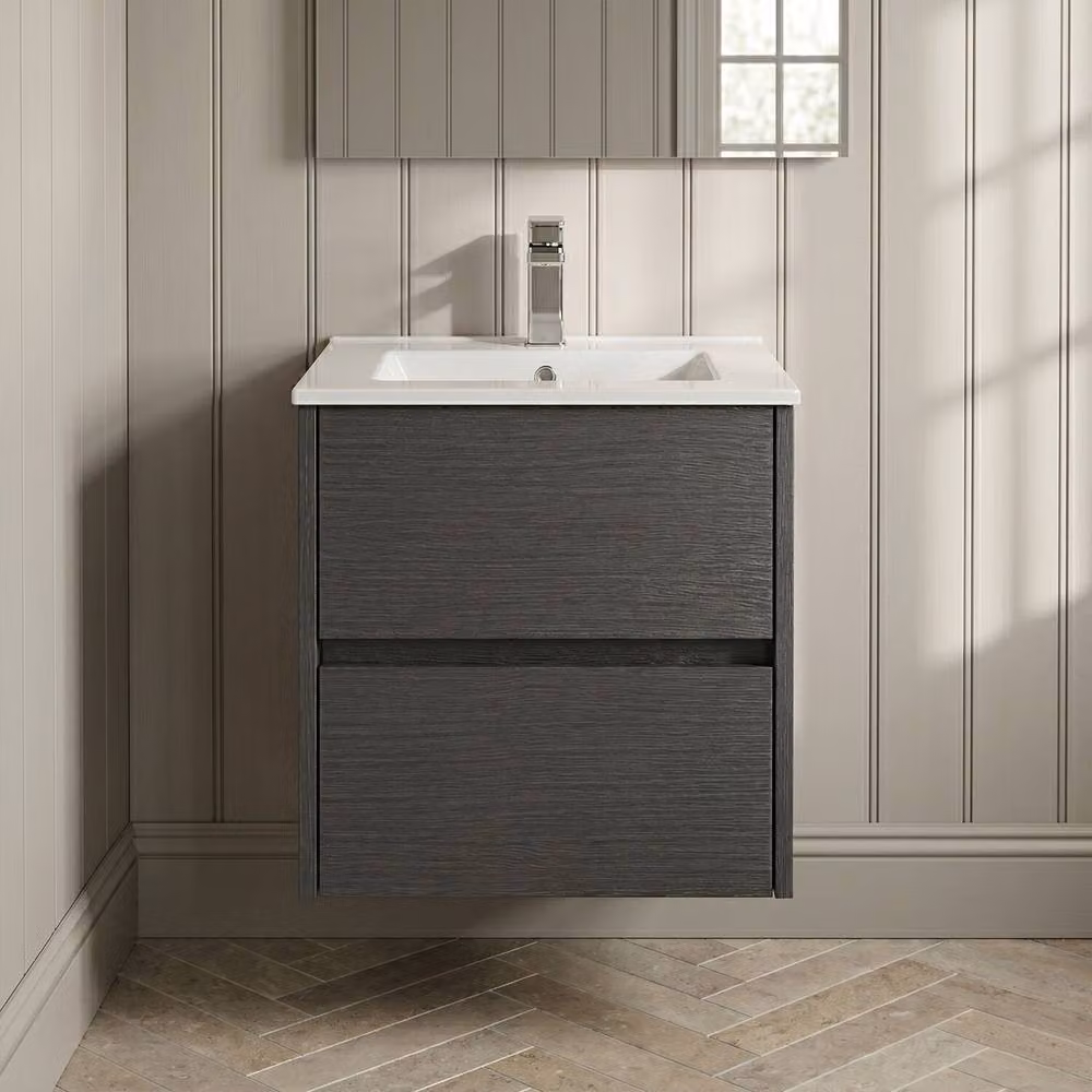 Balterley Chartley 2 Drawer Wall Hung Vanity Basin Unit, Graphite Grey, Width: 50 cm – 2
