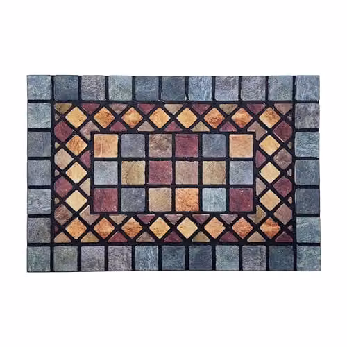 Nicoman Heavy Duty Rubber Boot Scraper Doormat with Blue Border, W/D/H: 60 x 40 x 1 cm