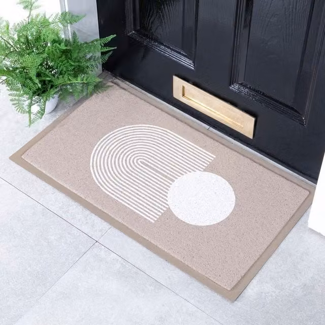 Artsy Mats Abstract Sphere Beige Indoor and Outdoor Doormat, W: 70 cm, D: 40 cm