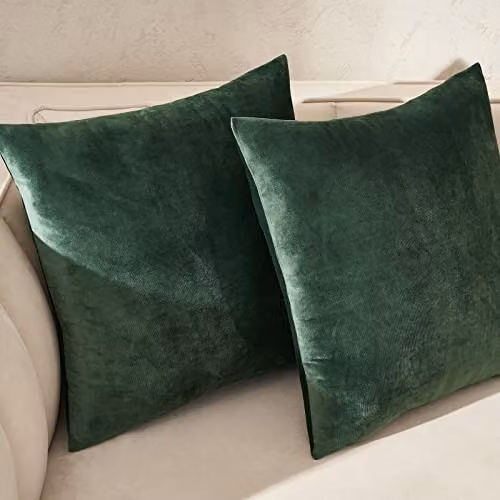 Sienna 2 Pack of Matte Velvet Square Cushion Covers in Green, W/D/H: 45 x 45 x 45 cm – 4