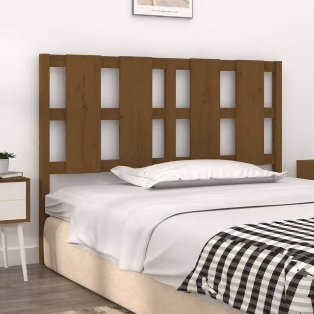Berkfield Home Beautiful Bed Headboard in Honey Brown Solid Pine Wood, W: 125.5 cm, D: 4 cm, H: 100 cm – 1