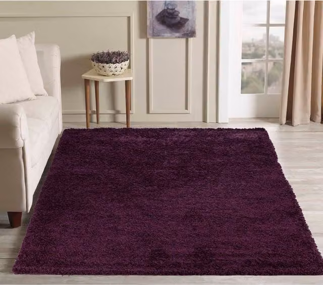 Desire Rugs Plain Shaggy Area Rug in Purple, W: 120 cm, L: 170 cm
