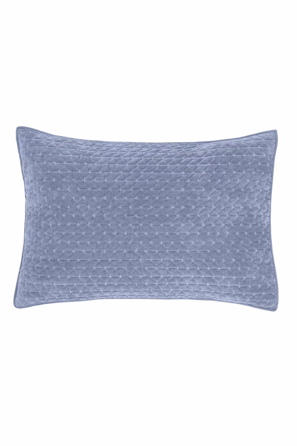 Bianca Attica Velvet Embroidered Pillow Sham Pair in Blue – 2
