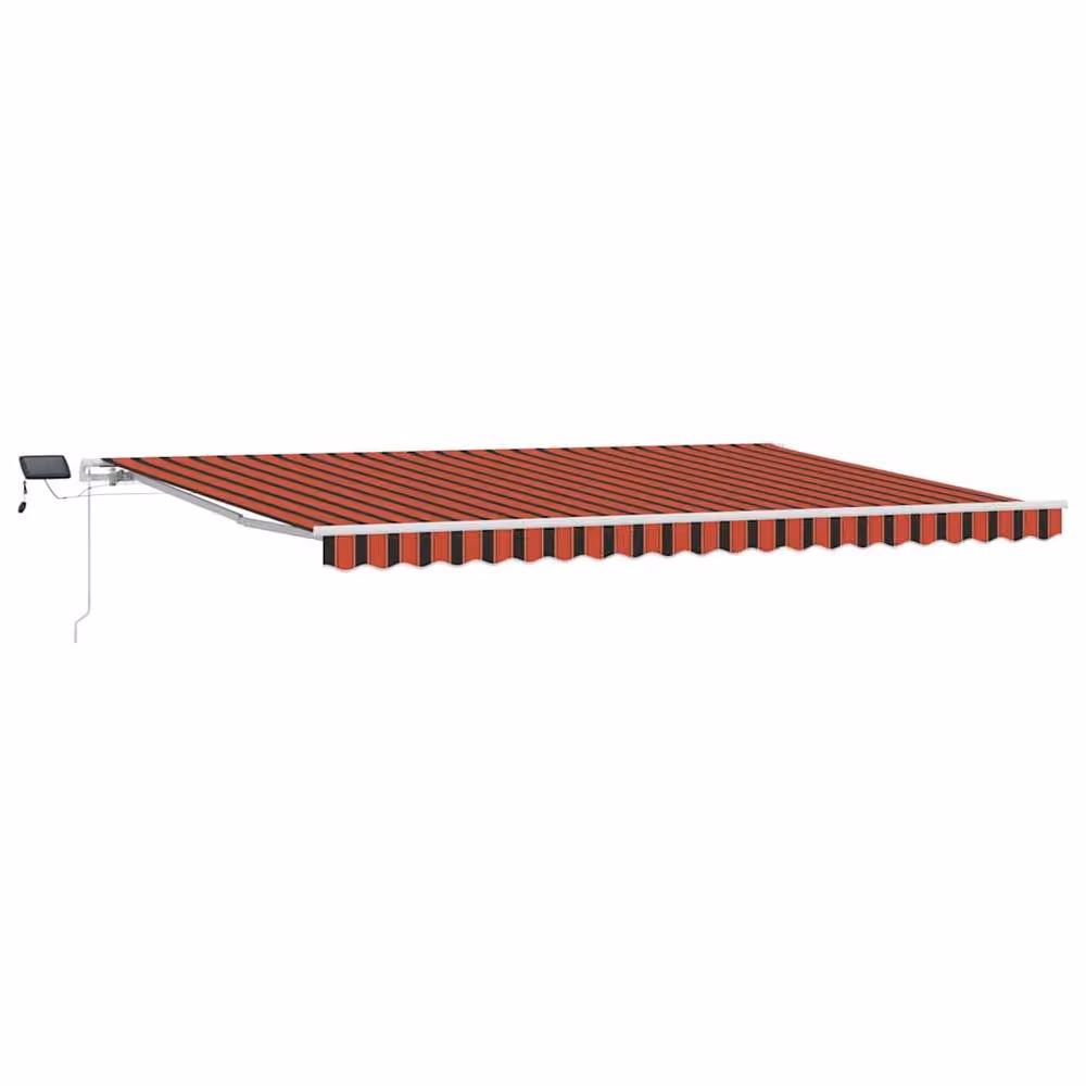 Berkfield Home Manual Retractable Wall-Mounted Awning with LED, Orange and Brown Striped Polyester, W: 500 cm, D: 300 cm – 3