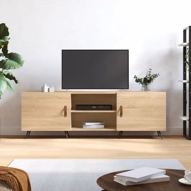 Berkfield Home TV Cabinet in Sonoma Oak Brown, W/D/H: 150 x 30 x 50 cm – 1