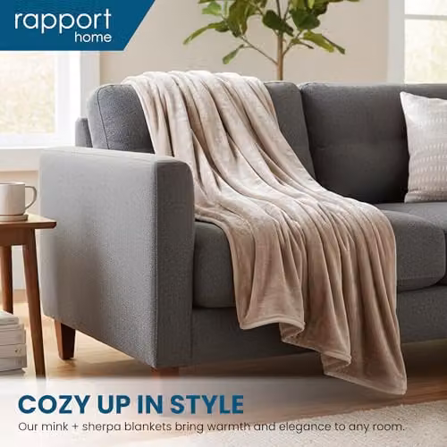 Rapport Home Beige Faux Fur Polyester Throw Blanket, W/D/H: 150 x 200 cm – 2
