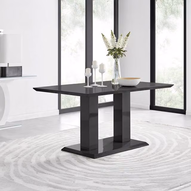 FurnitureboxUK Imperia Modern High Gloss Rectangular 6-Seater Dining Table in Black, W: 150 cm – 1
