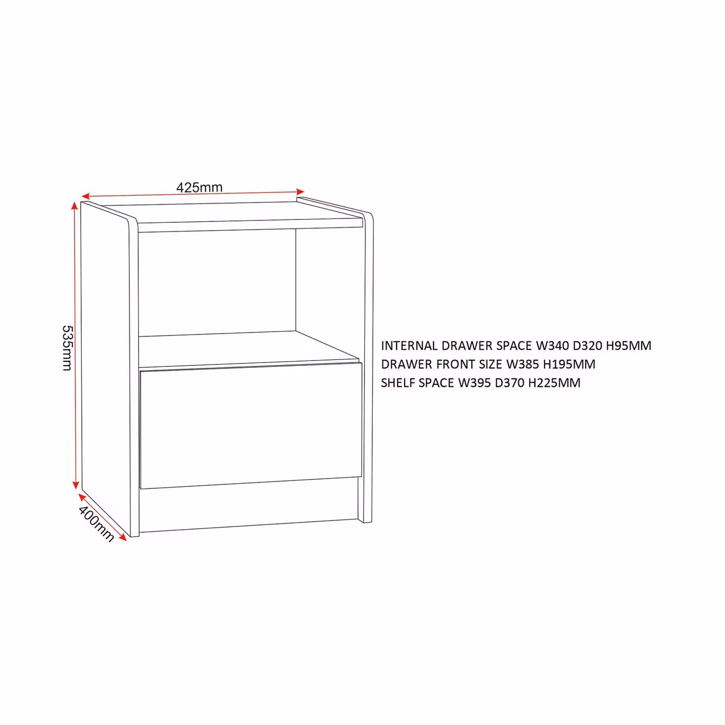 Seconique Paris 1 Drawer Bedside Table in Grey Ash Effect – 5