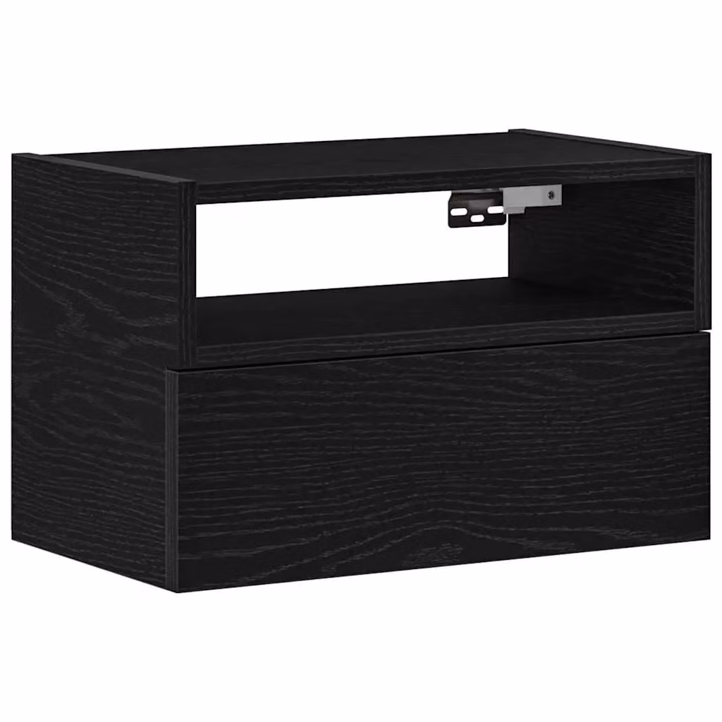Berkfield Home Wall-mounted Bedside Cabinet in Black, W: 45 cm, D: 26 cm, H: 28.5 cm – 2