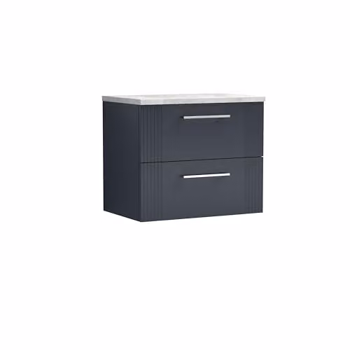Balterley Modern Wall Mounted Bathroom Vanity Unit with 2 Soft Close Drawers and Laminated Worktop, Dark Grey/Bellato Grey, W/D/H: 60.5 x 39 x 52.2 cm – 4