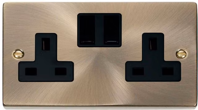 SE HOME Antique Brass Surface Mounted Double Switched Socket