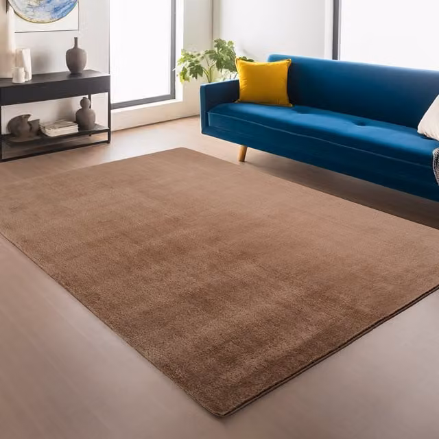 Desire Rugs Washable Non-Slip Low Pile Area Rug in Brown or Beige, W/D/H: 160 x 120 cm