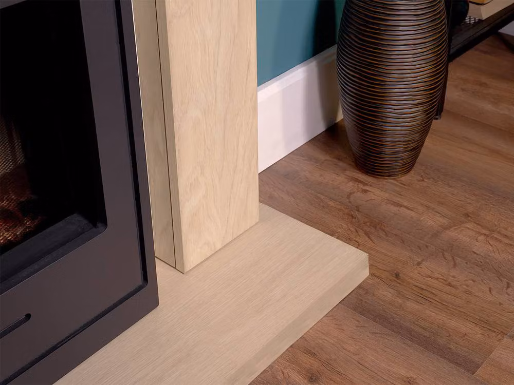 Adam Fires & Fireplaces Malmo Fireplace in Oak and Cream with Oslo Electric Inset Stove in Black – 4