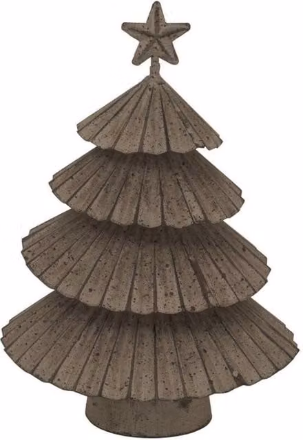 Lemon Pavilion Rustic Layered Christmas Tree with Star in Silver and White, W14 x D6 x H19 cm – 1