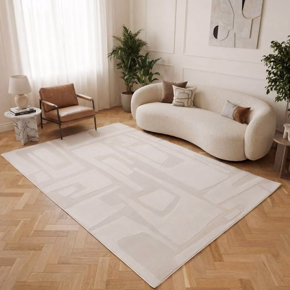 THE RUGS Loft Abstract Modern Soft Pile Area Rug, White, W: 120 cm, L: 170 cm – 2
