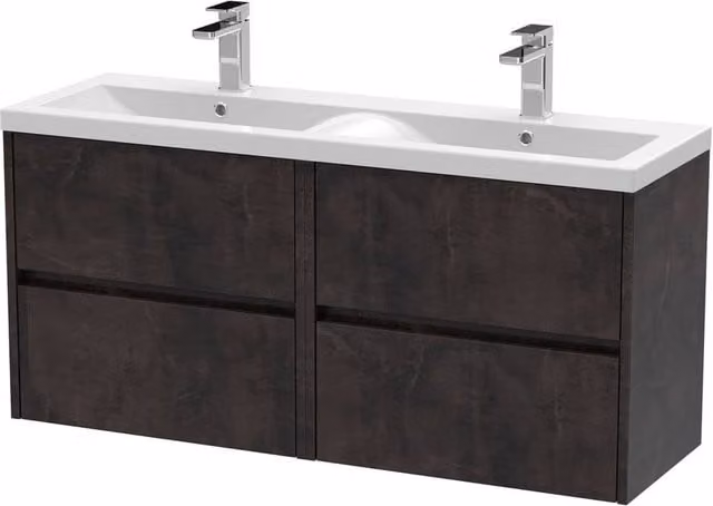 Balterley Chartley Contemporary 4 Drawer Wall Hung Vanity Basin Unit, Grey, Width: 120 cm