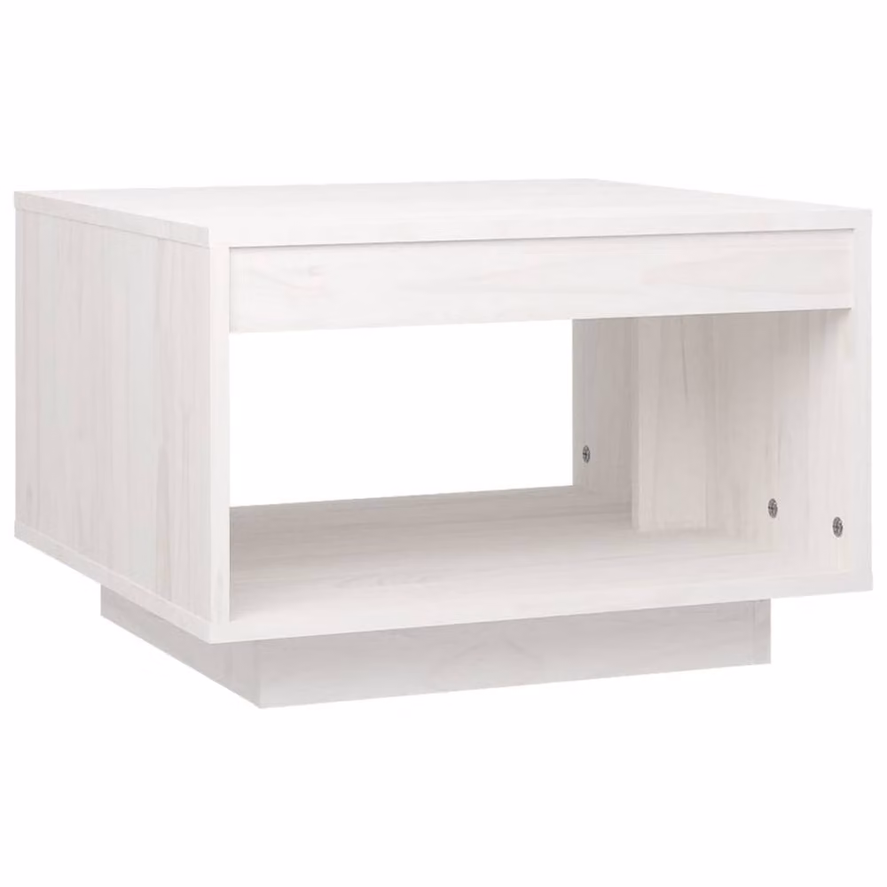 Berkfield Home White Solid Pinewood Coffee Table, W/D/H: 50 x 50 x 33.5 cm – 2