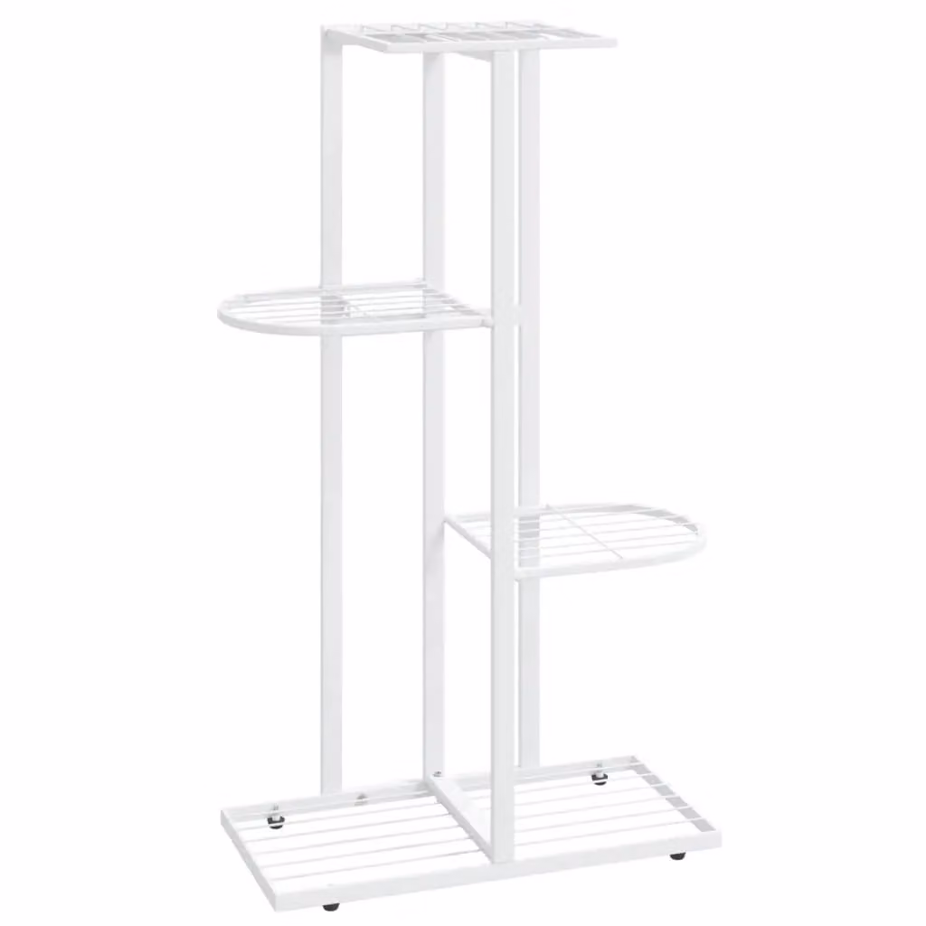 Berkfield Home 4-Tier Metal Flower Stand, White, W/D/H: 43 x 22 x 76 cm – 2