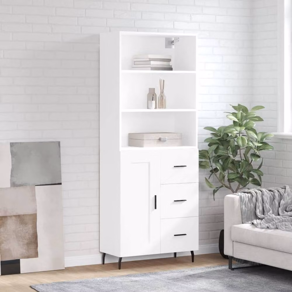 Berkfield Home Modern White Highboard with Hinged Doors and Internal Shelves W/D/H: 69.5 x 34 x 180 cm – 2