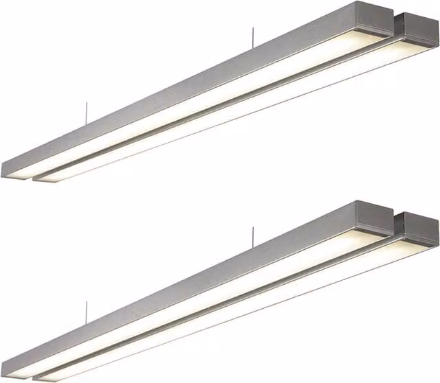 Loops 2 Pack Twin Commercial LED Suspension Light in Silver, W/D/H: 1494 x 156 x 156 mm