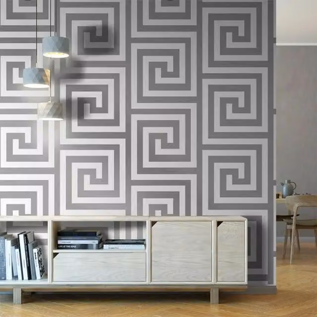 Debona Athena Geometric Abstract Wallpaper in White and Silver