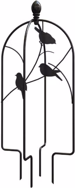 Primrose Black Galvanised Steel Perching Birds Design Mini Pot Trellis Support