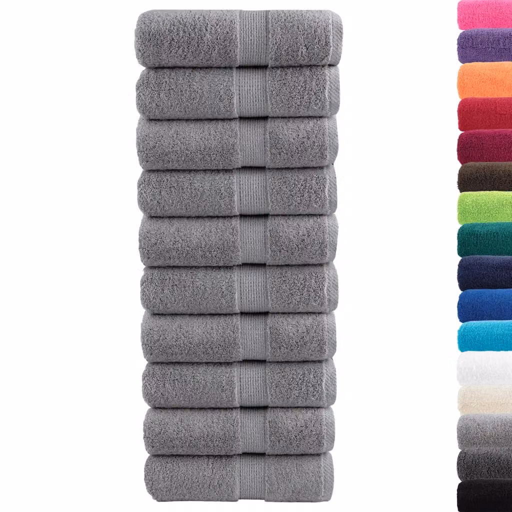 Berkfield Home SOLUND Premium Cotton Terry Soap Towels, Grey, 10 Pieces, W/D/H: 30 x 30 cm, 600gsm – 2