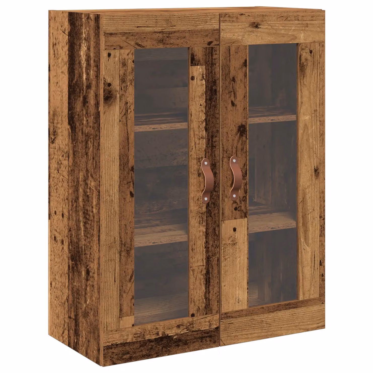 Berkfield Home Wall-Mounted Rustic Wood Cabinet with Glass Doors in Brown, W/D/H: 69.5 x 34 x 90 cm – 2