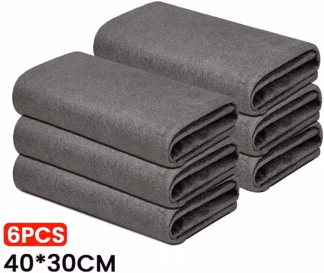 FLAVORA 6-Piece Microfibre Cleaning Cloths and Kitchen Dusters, Grey, 40 cm